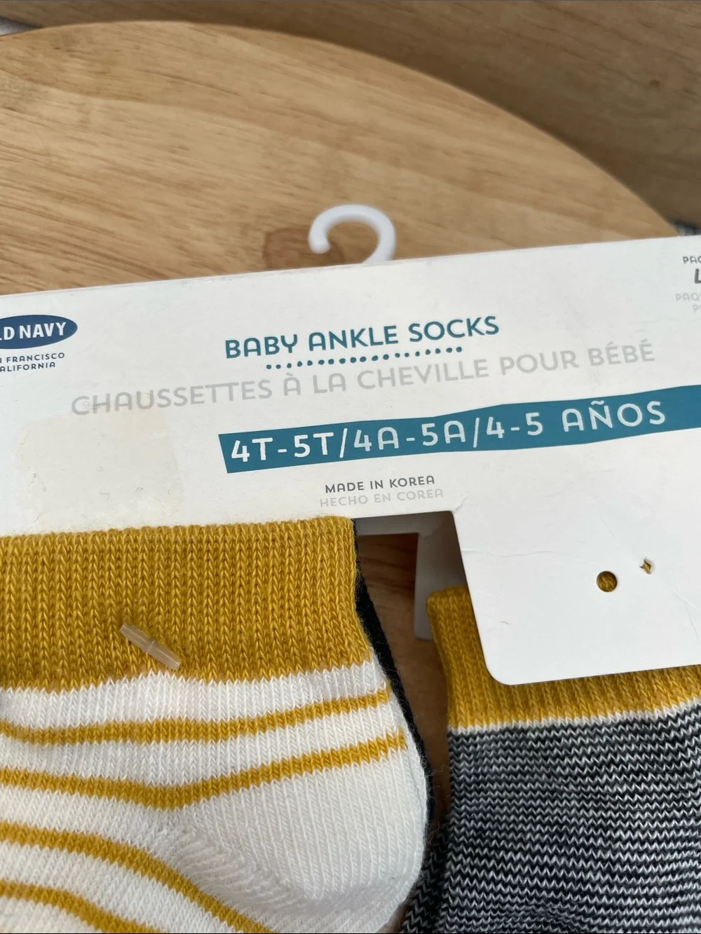 SALE! NWT Old Navy Baby Ankle Socks, Mustard, Black & Gray Stripe Set 3Pk 4T-5T